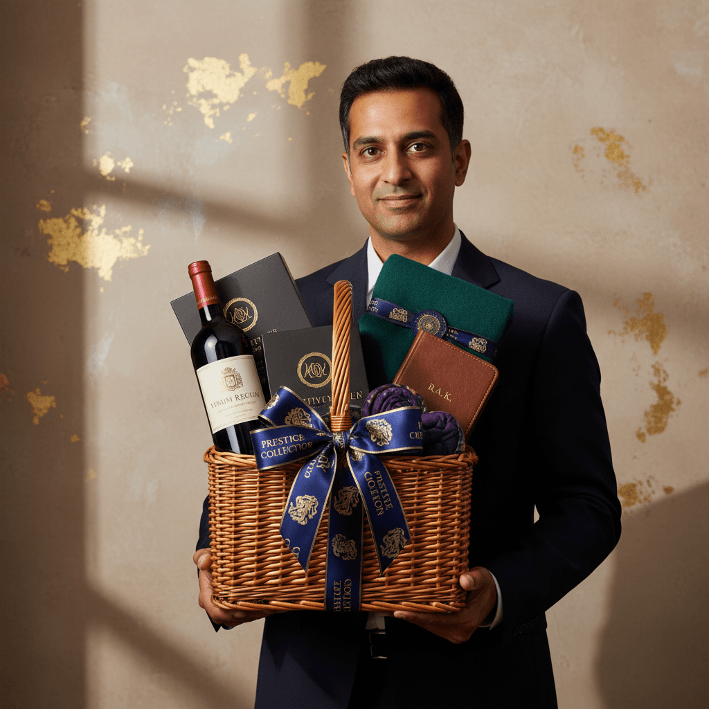 Personalized branded gift basket ready for delivery