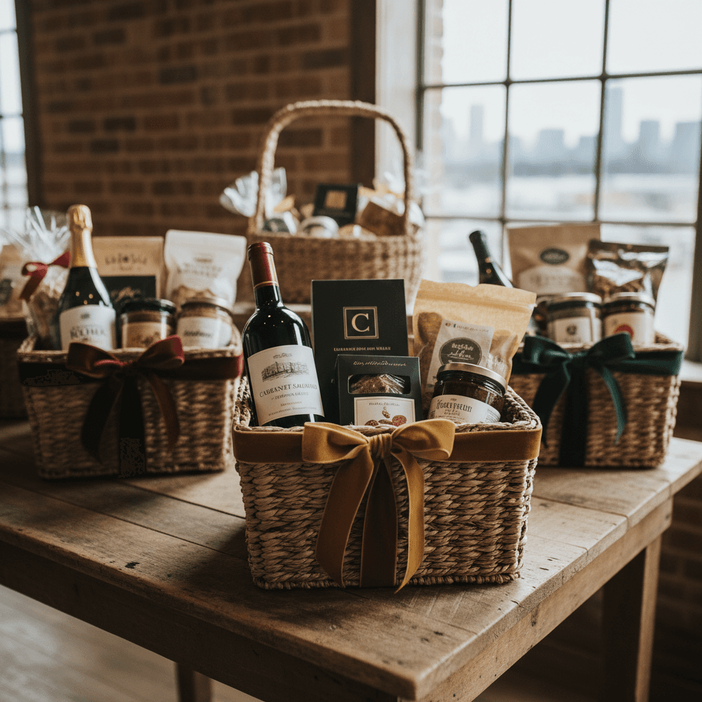 Premium custom gift baskets with luxury products and curated items